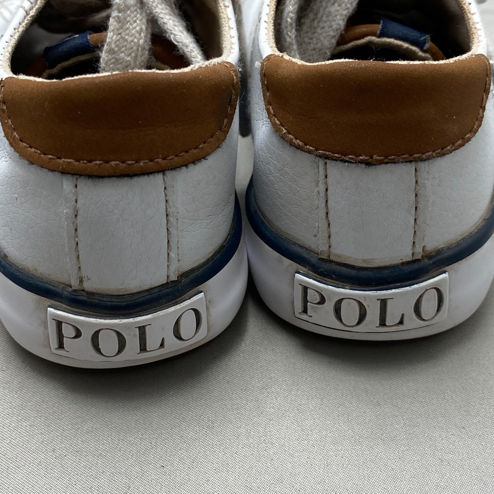 Ralph Lauren Polo Kids Sneakers Size 7 White‎ Embroidered Pony Low Top Lace Up